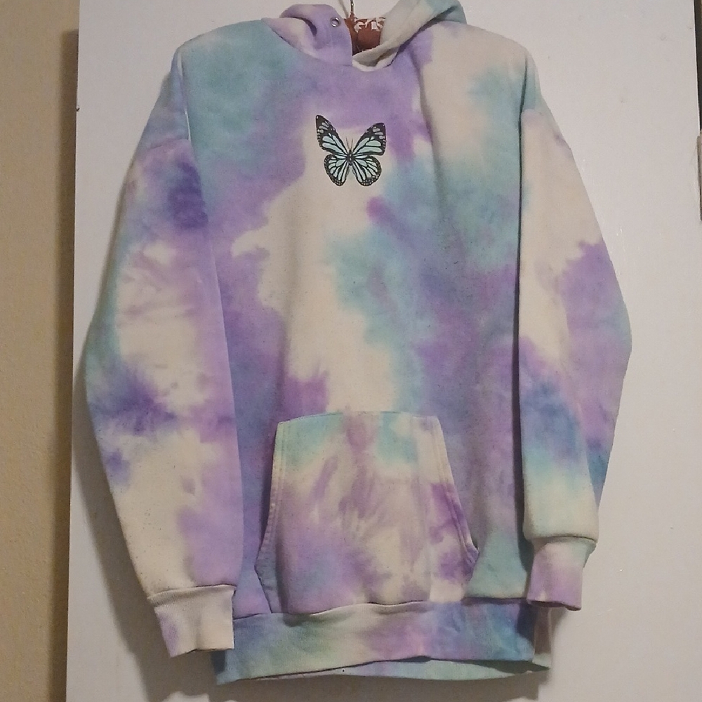 Justify Woman's Butterfly Tye Dye Purple Hoodie S